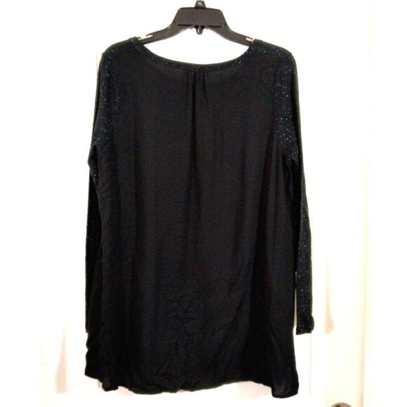 Pleione Womens Small Top Black Pullover Long Sleeve Flowy - Picture 3 of 5